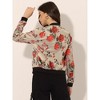INSPIRE CHIC Women's Stand Collar Floral Prints Zip Up Lightweight Short Jacket - 4 of 4
