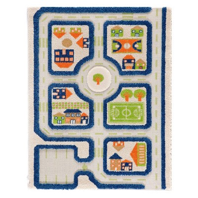 2'5"x3'8" Rectangle Tufted and Hooked Car Accent Rug Blue - IVI