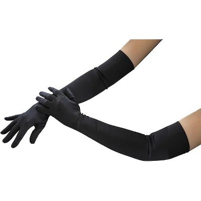 4E’s Novelty Black Satin Gloves - 21" Elbow Length Black Gloves Ideal for 1920s Flapper Costume, Opera Gloves, Long Gloves Women Formal Evening Wear