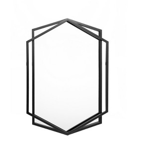 LuxenHome Black Metal Hexagon Frame Wall Accent Mirror for Bathroom & Vanity - 1 of 4