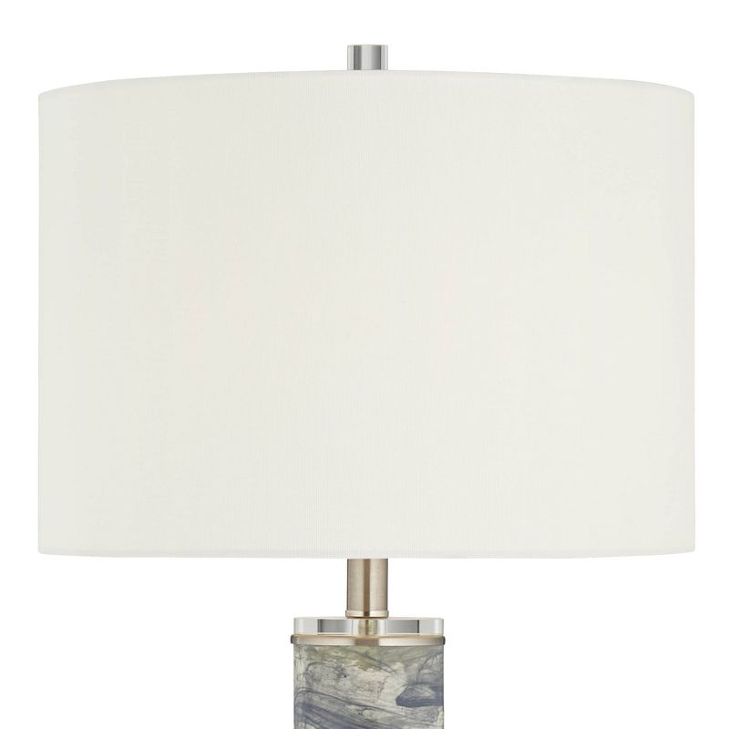 Possini Euro Design Modern Table Lamp 33 1/2" Tall Gray Swirl Brushstroke Ceramic White Drum Shade for Living Room Bedroom House, 4 of 10