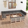 vidaXL 14 Piece Patio Lounge Set with Cushions Solid Wood Pine - Natural With Cushion - 2 of 4