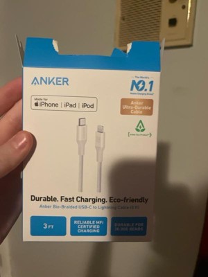 Anker 3' Bio-braided Lightning To Usb-c Eco Friendly Fast Charging Cable -  White : Target