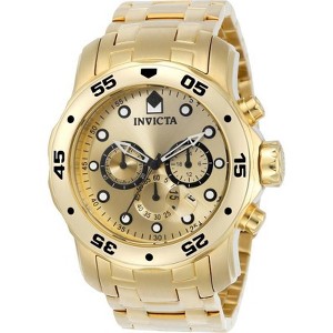 Invicta 0074 Men's Pro Diver Scuba Champagne Dial Gold Steel Bracelet Dive Watch - 1 of 2