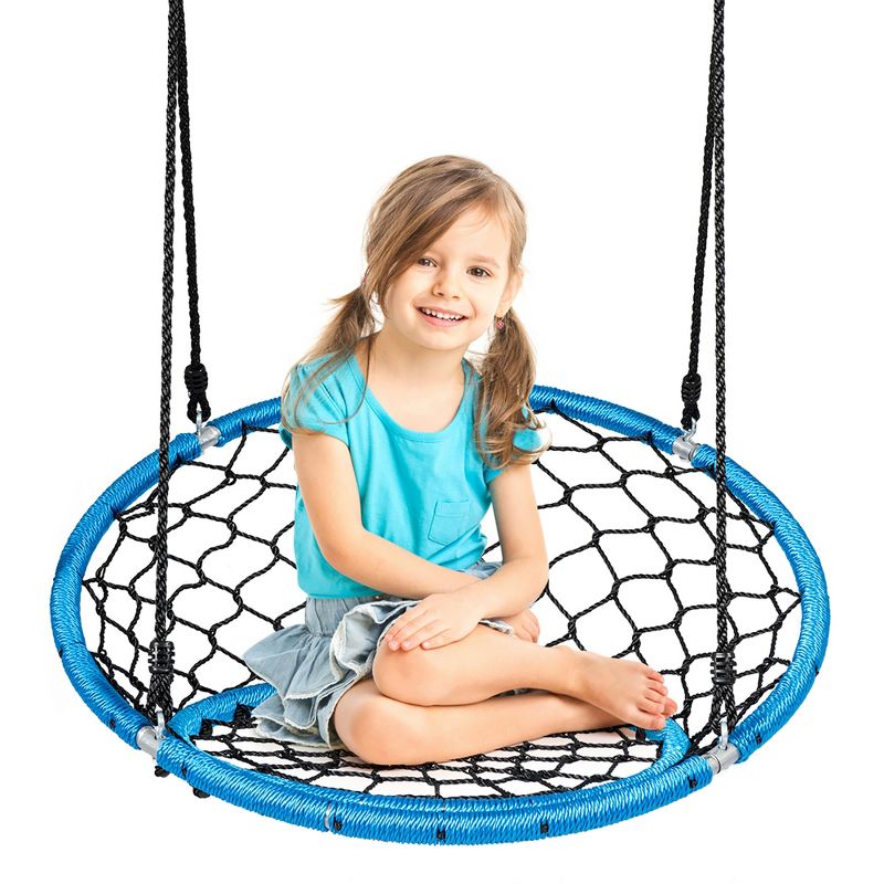Costway Spider Web Chair Swing w/ Adjustable Hanging Ropes Kids Play Equipment BlueOrange, 1 of 11