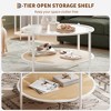 30" Rattan Coffee Table, 2 Tier Wooden Round Center Table with Tempered Glass Top, Farmhouse Cocktail Tea Table for Living Room Bedroom Office - 3 of 4