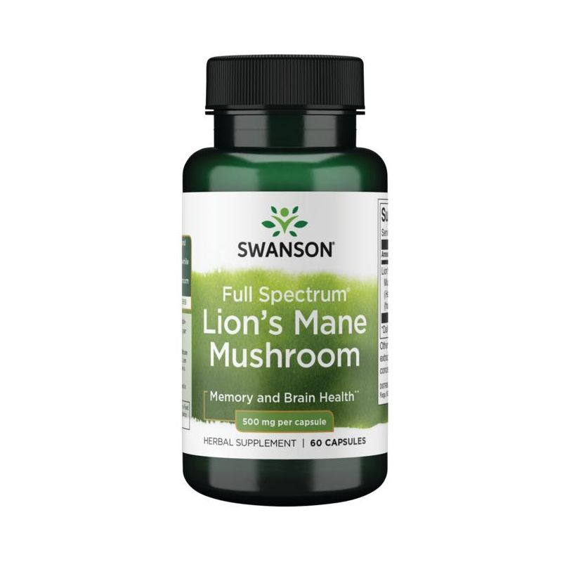 Swanson Herbal Supplement Lion's Mane Mushroom 500 mg - 60 Capsule, 1 of 7