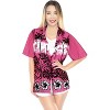LA LEELA Women's Button Down Blouses Summer Beach Party Blouse Shirt Floral Colourful Short Sleeve Vacation Tops Dress Hawaiian Shirts - 3 of 4