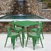 Flash Furniture Commercial Grade 31.5" Square Metal Indoor-Outdoor Table Set with 4 Arm Chairs - 2 of 4