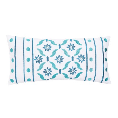 C&F Home 10" x 20" Teal Gio Embroidered Small Petite Throw Pillow