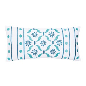 C&F Home 10" x 20" Teal Gio Embroidered Small Petite Throw Pillow - 1 of 3