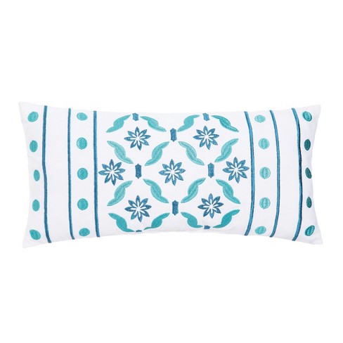 C&F Home 10" x 20" Teal Gio Embroidered Small Petite Throw Pillow - image 1 of 3