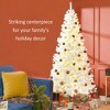 TopComfy Christmas Tree Stand 7.5ft Prelit Douglas Fir Artificial Christmas Tree with Realistic Branches, White, 47.3"*47.3"*88.5" - 2 of 4