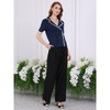 INSPIRE CHIC Women's Summer Short Sleeve Double Breasted Notched Collar Knit Sweater Tops - 3 of 4
