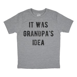 Youth Funny T Shirts It Was Grandpas Idea Sarcastic Graphic Tee For Kids - Crazy Dog Youth T Shirt - 1 of 4