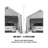 10'x20' windproof carport with reinforced frames and 180g PE canopy; includes front and rear doors, perfect for pickups, boats, and equipment. - 3 of 4