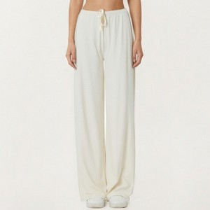 Anna-Kaci Active Women’s High Waist Wide Leg Lounge Pants with Soft Stretch Fabric Adjustable Drawstring Waistband - 1 of 4