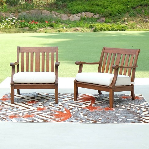 Sopra 2pc Wood Patio Lounge Chair With, Casual Living Patio Furniture Cushions