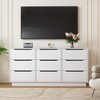 Sapphtopaz Modern Dresser with Drawers, Wooden Chest of Drawers with Groove Handle Wide Clothing Storage Cabinet for Bedroom, Entryway, White - 2 of 4