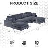 INFURNIC Sofas Modern Corduroy Modular Sectional Sofa U Shaped L Shaped Convertible with Pillows for Living Room, Grey, 121.65"*63"*32.68" - 3 of 4