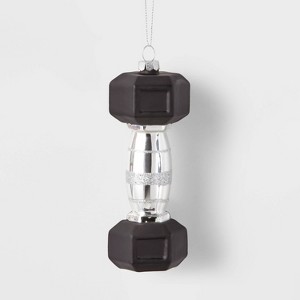 5.5" Dumbbell Glass Christmas Tree Ornament - Wondershop™ - 1 of 3