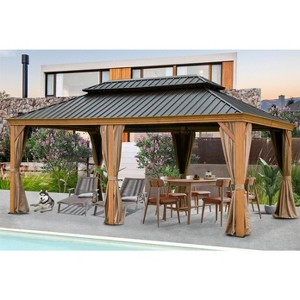VisioGear 12'x18' Hardtop Gazebo with Double Roof, Gazebo Pavilion for Patio and Backyard, Yellow, 166.56"*142.92"*120.98" - 1 of 4