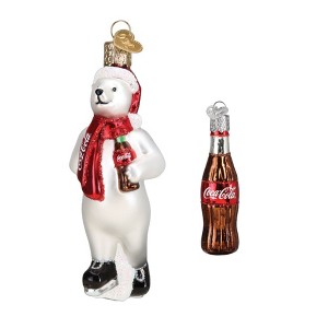 Old World Christmas Blown Glass Ornaments for Christmas Tree, Coca-Cola Polar Bear (Set of 2) - 1 of 4