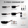 SEVOBAL Pots and Pans 17-Piece Aluminum Cookware Set, Black Non-Stick Pots and Pans Set with Assembled Handles - 5 Pots 2 Lids,, Black, 10"*10"*3" - 3 of 4