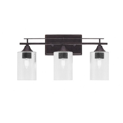 Toltec Lighting Uptowne 3 - Light Vanity in  Dark Granite with 4" Clear Bubble Shade