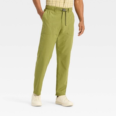Houston White Men's Elastic Belt Trouser Fashion Pants - Green
