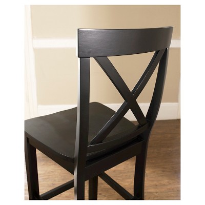 Modern Classic X-Back Solid Hardwood 30" Barstool in Black - Set of 2