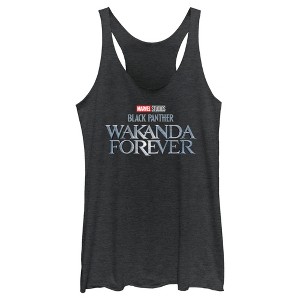 Women's Black Panther: Wakanda Forever Metallic Movie Logo Racerback Tank Top - 1 of 4