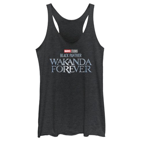 Women's Black Panther: Wakanda Forever Metallic Movie Logo Racerback Tank Top - image 1 of 4