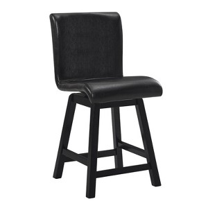 Hillshaw 24" Faux Leather Counter Stool in Dark Brown (Set of 2) - Lexicon - 1 of 4