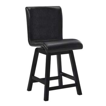 Hillshaw 24" Faux Leather Counter Stool in Dark Brown (Set of 2) - Lexicon