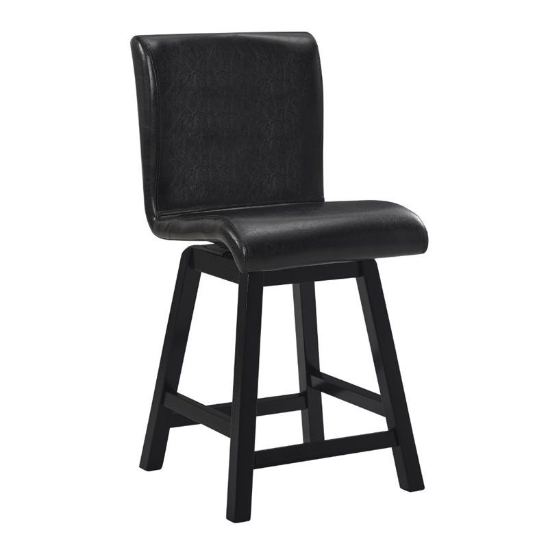 Hillshaw 24" Faux Leather Counter Stool in Dark Brown (Set of 2) - Lexicon, 1 of 7