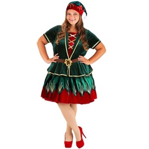 HalloweenCostumes.com Plus Deluxe Holiday Elf Costume for Women - 1 of 3