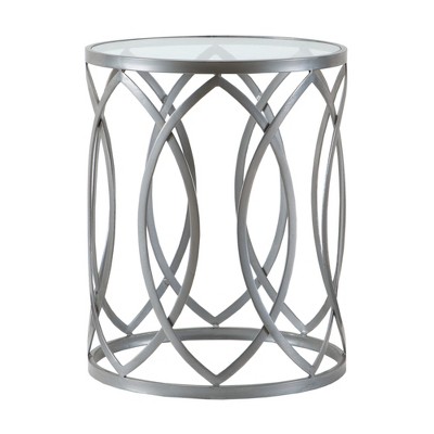 Gaige Metal Eyelet Accent Table - Pewter
