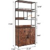 Tall Bar Cabinet 70.8" in Bakers Rack with Cabinet, Microwave Stand with Goblet Holder 5 Tier Large Baker Rack with Storage - 2 of 4