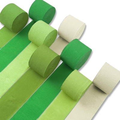 PartyWoo Crepe Paper Streamers Green Gradient 8 Rolls 656 ft 1.8 Inch x 82 Ft Rolls
