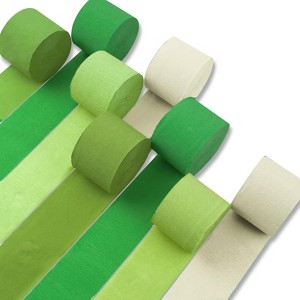 PartyWoo Crepe Paper Streamers Green Gradient 8 Rolls 656 ft 1.8 Inch x 82 Ft Rolls - 1 of 4