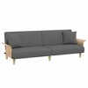 vidaXL Sofa Bed with Armrests Dark Gray Fabric - 2 of 4