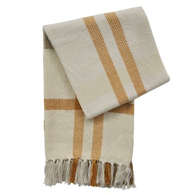 Split P Sunflower Plaid Throw - 60''L - Off-White