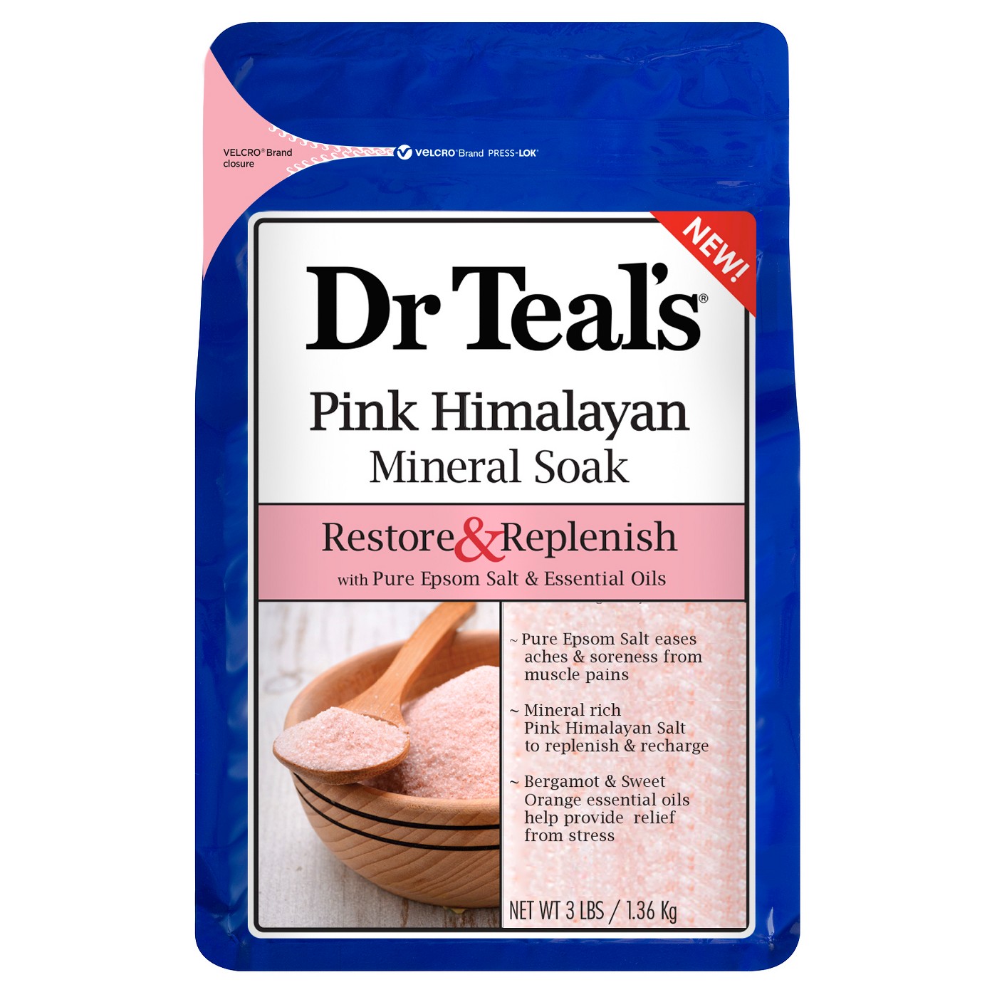 Dr Teal's® Restore & Replenish Pure Epsom Salt & Essential Oils Pink Himalayan Mineral Soak - 48oz - image 1 of 1