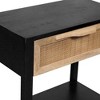 Royal Hampton 22 Inch Side End Table, Natural Brown Rattan Front Drawer, Open Shelf, Black Mango Wood Frame - 2 of 4