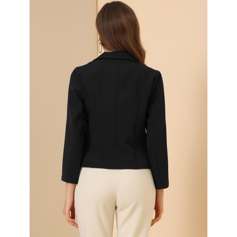 Allegra K Women's Open Front Office Work Crop Long Sleeve Suit Blazer, 5 of 7