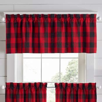 Farmhouse Red/Black Buffalo Check Kitchen Window Valance - 60" x 15" - Red/Black  - Elrene Home Fashions