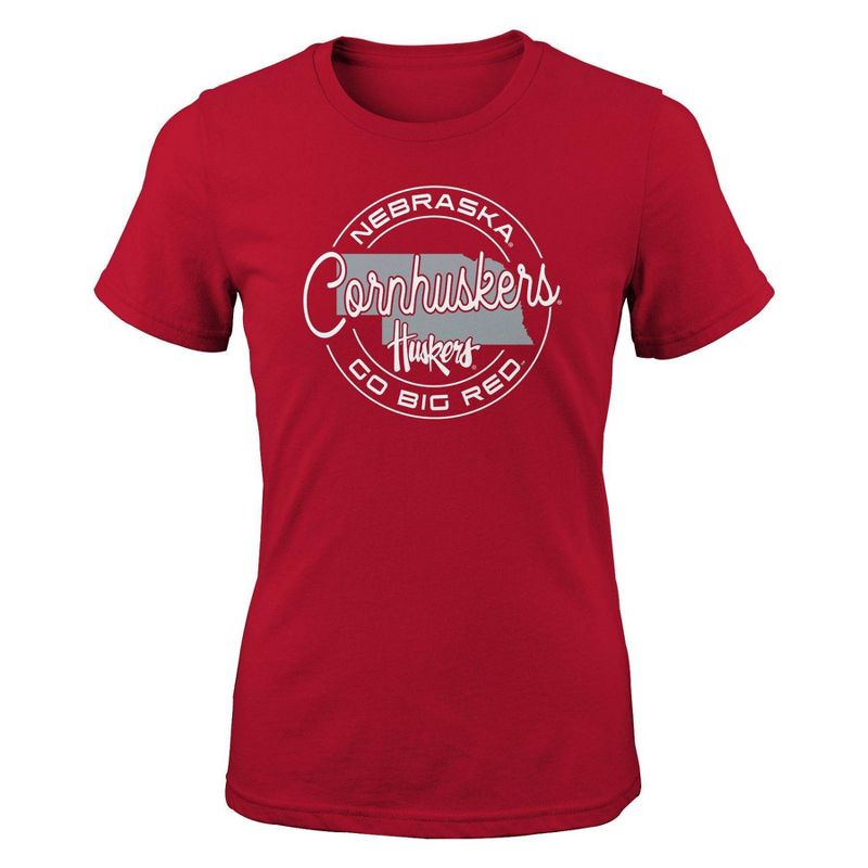 NCAA Nebraska Cornhuskers Girls&#39; Short Sleeve Crew Neck T-Shirt, 1 of 2