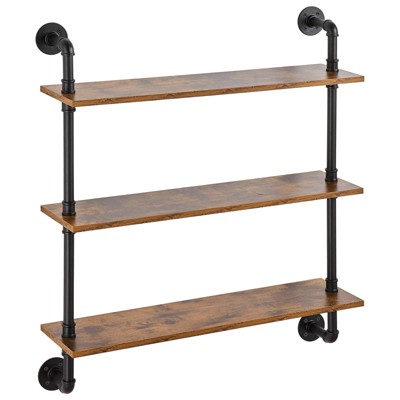 Munora Industrial Pipe Shelf 3 Tier 32x7.87in Wall-Mount for Kitchen Bedroom