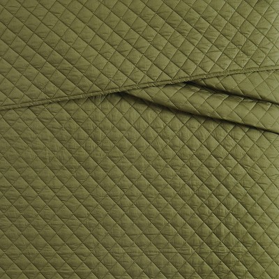 Olive Green Cotton Full Quilt Set with Shams
